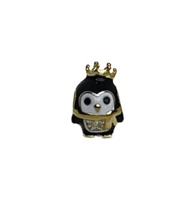 Sterling Silver 925 14K Gold Plated CZ Stones Emperor Penguin Enamel Charm 🐧 - Picture 1 of 4