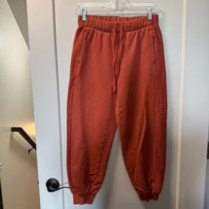Pantalones deportivos Aerie para mujer naranja óxido quemado con cordón puños holgados recortados - Imagen 1 de 4