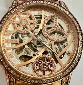 Reloj Guess Hombre Esqueleto Automático Ver Trasero U30003L1 Circonita Circonita y Banda 1/2 - Imagen 1 de 8