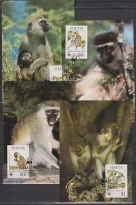 F2077 - St Kitts 1986 - Maxicard - Monkey - WWF/WNF - Picture 1 of 1