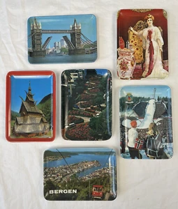 Vintage Melamine MCM 4x6 Souvenir Picture Appetizer Trays Lot of 6 Grako Coke - Picture 1 of 14