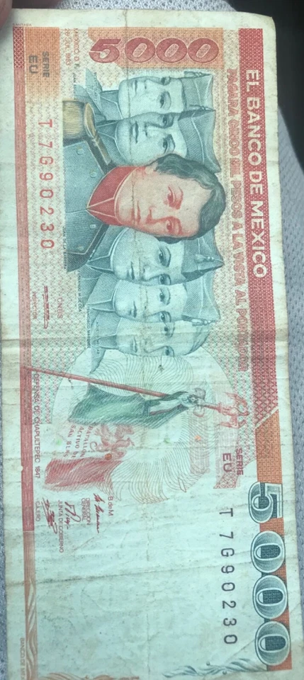 5000 Banco De México 26 JUL 1983 Cinco Mil Pesos Foto 1 de 2