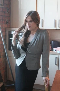 H&M Smart Ladies Jacket Work Office Check Short size UK 12 EU 40 - Picture 1 of 7