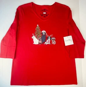 Neu mit Etikett Coral Bay Damen-Shirt Weihnachtsbaum & Hunde Katze SM PS Urlaub Spaß Oberteil $ 30 - Bild 1 von 4