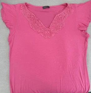 T-Shirt Tunika Oberteil kurzärmlig Gr. L/42 Kurzarm locker fallend Spitze - Bild 1 von 6