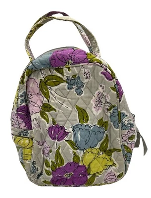 VERA BRADLEY GREY PURPLE WATERCOLOR FLORAL LUNCH BOX TOTE BAG - Imagem 1 de 4
