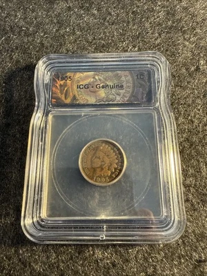 1905 Indian Head Cent (Penny) 1C ICG guarnteed Genuine Specialty Holder - Image 1 of 2