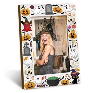 Halloween Regali 4x6 Cornice Portafoto, Zucca Spettrale Gatto Nero Scheletro Fantasma Ph... - Foto 1 di 7