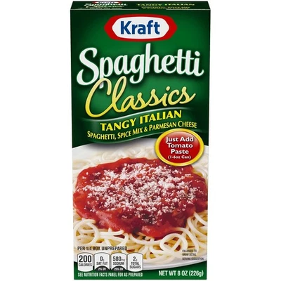 Kit de cena caja de 8 oz mezcla de comida italiana tangy Kraft Spaghetti Classics Foto 1 de 4