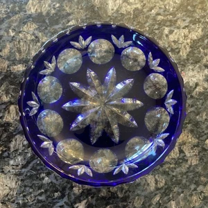 Cobalt Blue Cut To Clear Trinket/Candy Dish 5.5” - Picture 1 of 5