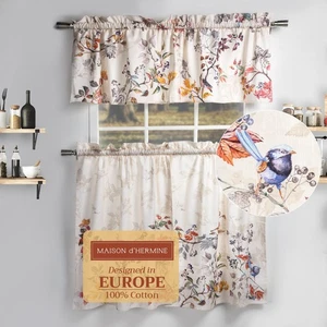 Juegos de Cortinas de Cocina para Ventanas 100% Algodón Juego de Cortinas de Cocina Cenefa... - Imagen 1 de 9