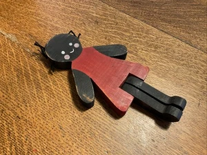 Primitive schwarze Volkskunst Puppe Holz 8 Zoll - Bild 1 von 7