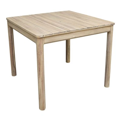 GOODHOME Garden Dining Table Wooden 4 Seater Square Durable Natural Outdoor Furniture