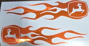 Orange Chrome John Deere Flames Decal Sticker 1.75" x 7" - Bild 1 von 1