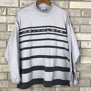 Camicia vintage anni 80 L Newport blu prodotto sportivo manica lunga righe Spellout Bold - Foto 1 di 9