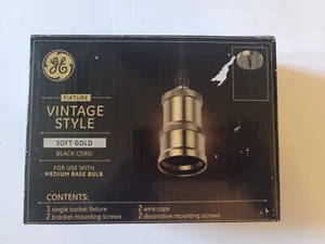 ๐ GE Fixture Vintage Style, Soft Gold , Black Gold for Use W/Medium Base Bulb - Picture 1 of 8