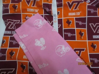 2 Lengths  of Virginia Tech VT Hokies Cotton Fabric Geometric & Pink - Image 1 of 3
