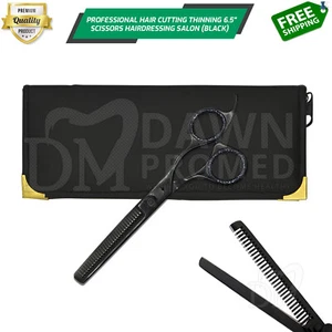 Hair Cutting Thinning Scissors 6.5" Hairdressing Salon Shears Black German Grade - Picture 1 of 8