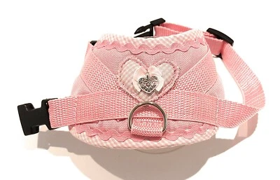 MASI DOGSDESIGN Softgeschirr Brustgeschirr Hundegeschirr Tracht Herz Karo rosa Schleife Hund