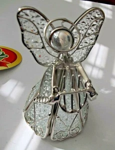 Ángel con cuentas de cristal LED vintage con adorno de estatuilla de arpa de 4" de alto - ¡Hermoso!! - Imagen 1 de 5