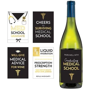 Med School Grad Medical Doctor Graduation Party Table Decoration Bottle Labels - Picture 1 of 1