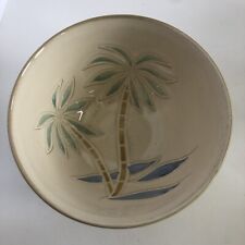 Pfaltzgraff Palm Tree Soup Cereal Bowls Stoneware Beige Beaded Edge Set of 2