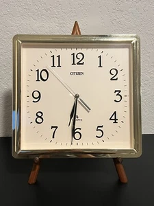 VTG 11”x11” Citizen Wall Clock , Brass Frame, White Face. Excellent Condition - Picture 1 of 5
