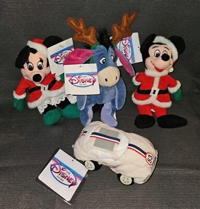 Disney Mini Bean Bag Santa Mickey, Minnie Mouse, Reindeer Eeyore & Love Bug Mint - Picture 1 of 5