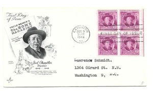 JH 980 Joel Chndler Harris ArtCraft, addressed, block of 4 FDC - Picture 1 of 1