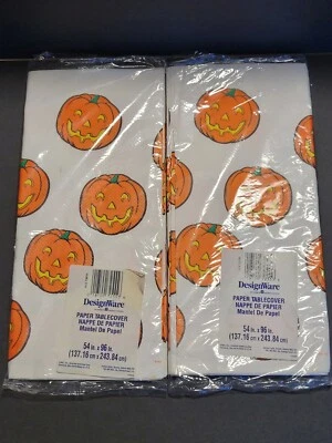 Manteles de papel de Halloween de colección 2 Jack O linterna mantel calabaza 54" X 96" Foto 1 de 3