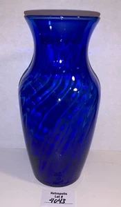 Jarrón Indiana Glass Illusions azul cobalto óptico remolino vintage - Imagen 1 de 11