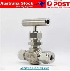 Needle Valve 1/4 in Compression Swagelok alternative SS316 - Picture 1 of 2