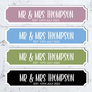 Wooden Wedding Mr & Mrs Street Sign Wedding Anniversay Wedding Gift Couples Est - Picture 1 of 44