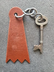 Vintage Central Hotel Glasgow Schlüsselanhänger Zimmer 453 Skelett Schlüssel - Bild 1 von 2