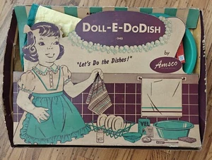 Rare AMSCO Doll-E-DoDish #342 Complete Dishwashing Set 1950s Doll-E-Toys HTF - Picture 1 of 16