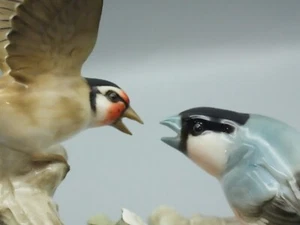 Wunderschöne Hutschenreuther Porzellan Figur, Vögel auf Baumstamm "Futterneid" - Bild 1 von 15