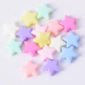 Lote de 50 cuentas sueltas de plástico acrílico de 14 mm en forma de estrella para hacer joyas hágalo usted mismo - Imagen 1 de 12