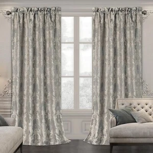 Luxury Damask Curtains for Bedroom, Lined Thick Chenille Jacquard Blackout Cu... - Picture 1 of 7