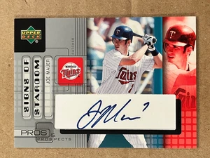 Joe Mauer 2015 Upper Deck Pros & Prospects Signs of Stardom #MA automático - Imagen 1 de 2
