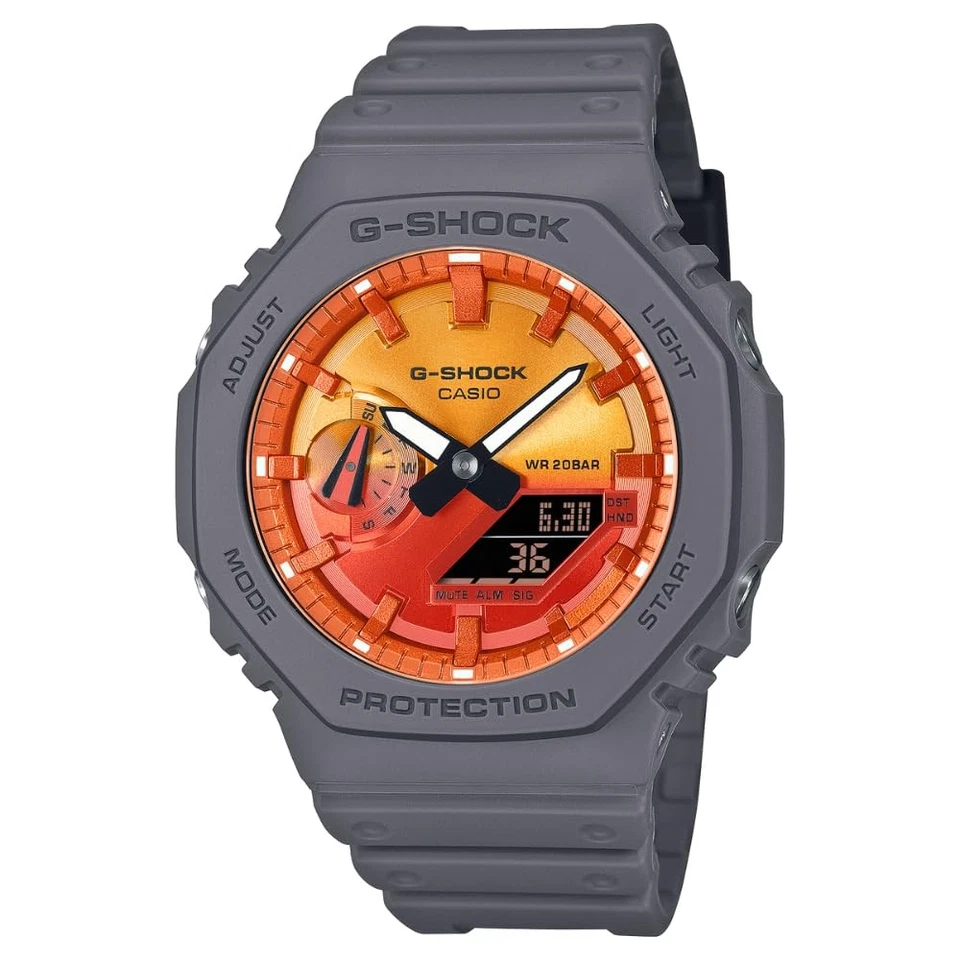 Casio G-Shock GA2100FL-8A Flames of Color Gray Resin Orange Dial Octagonal Watch - Image 1 of 1