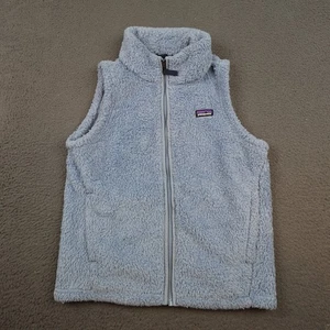 Patagonia Los Gatos Vest Girls XL Blue Fuzzy Fleece Full Zip Sherpa Hiking - Picture 1 of 10