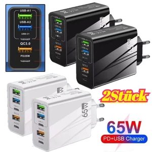 2Stück Schnellladegerät 65W Netzteil 2x USB-C +3x USB-A Charger Mehrfach Stecker - Bild 1 von 15
