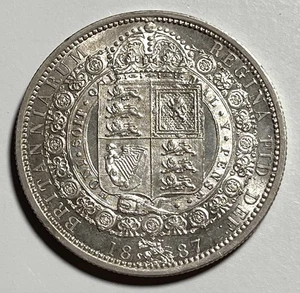 1887 Half Crown 1/2C Great Britain Silber UNC Detail Great Lustre schöne Münze - Bild 1 von 16