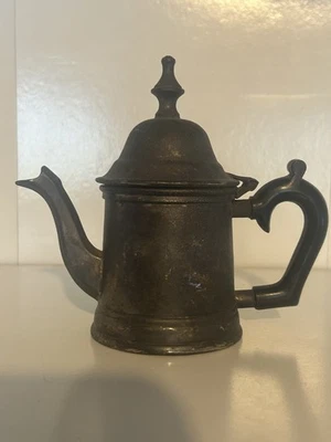 Vintage Hand Made Indian Teapot  w/ Hinged Lid 5" tall Hampton Silver Plate - Image 1 of 4