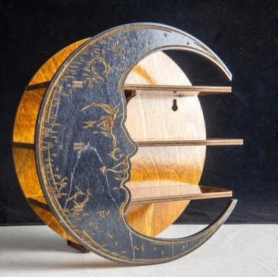 Moon Shelf For Crystal Display Wall Mounted Moon Wooden Shelves For Wall Déco - image 1 of 4