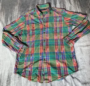 Polo Ralph Lauren Patchwork kariertes Button Down Hemd mit Schulterklappen Herren Gr. Large L - Bild 1 von 5