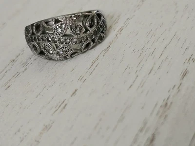 Anillo de filigrana Kay Jewelers plata esterlina diamante mariposa recortado pergamino EMA Foto 1 de 4