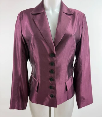 Douglas Hannant insignia Iridescent Textured Purple Jacket Evening Top SZ 10 - Image 1 of 4