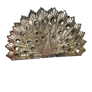 Vintage Art Deco Silver Plated Metal Peacock Napkin or Letter Holder Italy - Picture 1 of 8
