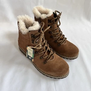 Earth Boots Ranger Acadia Hiking Cognac Faux Fur 9.5 Wide suede Water Resistant - Picture 1 of 10
